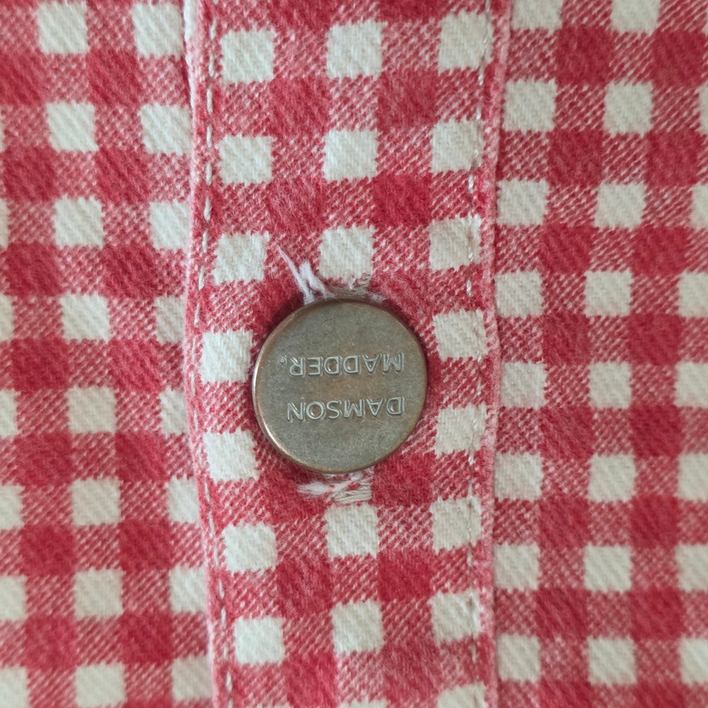 Damson Madder Mari Gilet 14 Red Gingham Ruffle Organic Cotton Button Front NWT - Picture 6 of 11